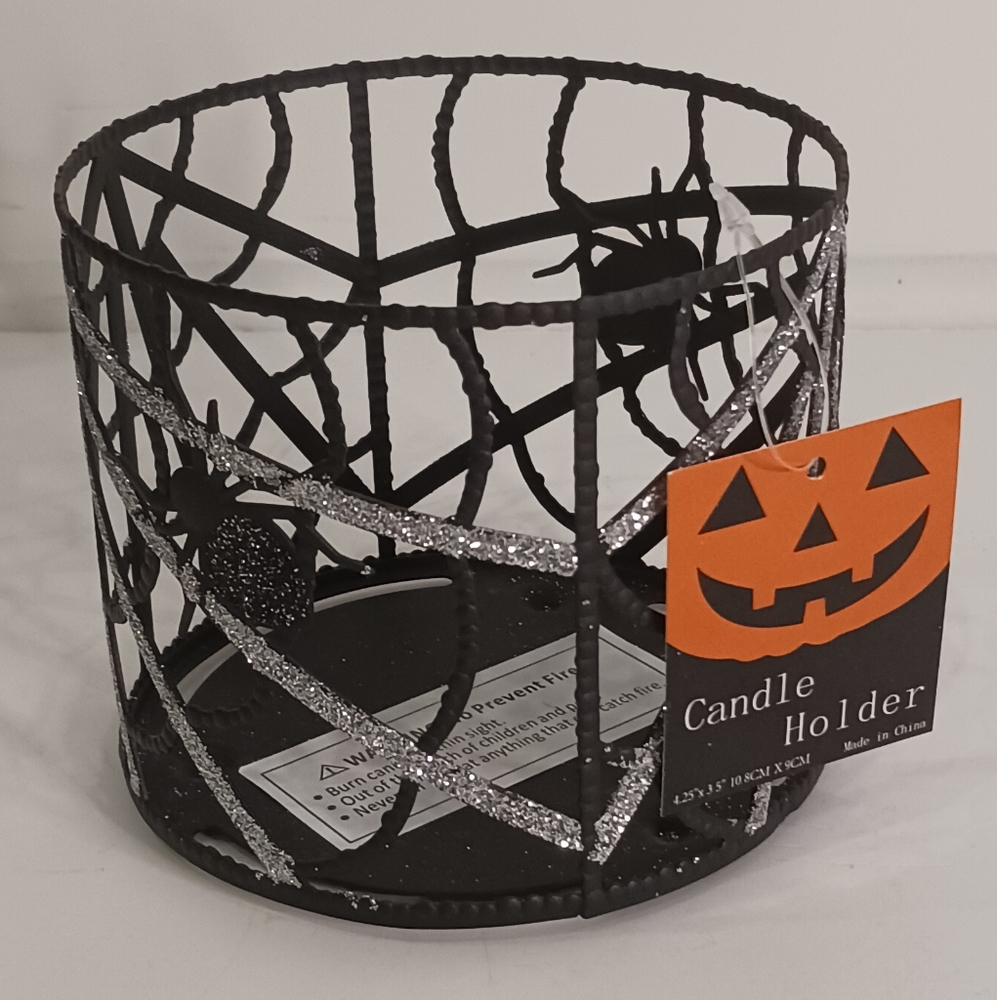 Spiderweb and spider candleholder
